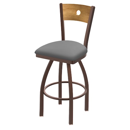 Holland Bar Stool Co 30" Swivel Counter Stool, Black Wrinkle, Med Back, Canter Grey Seat 83030BZMedMplB007